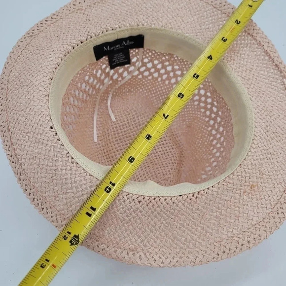MARCUS ADLER NY Blush Pink STRAW LOOK OS FITS MOST BLACK SUN HAT BRAID - Picture 4 of 6